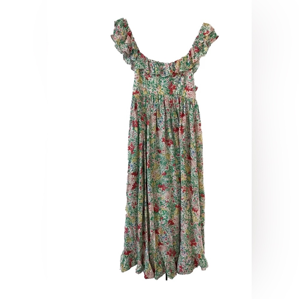 The Impeccable Pig Size M Green Floral Prairie Dress Boho Cottagecore Maxi NWOT